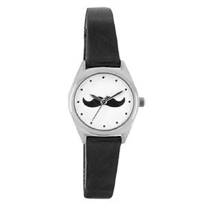 Portobello Road Ladies Watch moustache design gift BOXED black strap retro