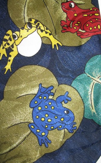 Renaissance polyester blue tie colorful FROGS