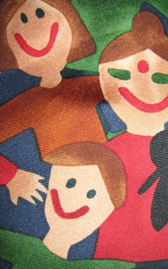 Save the Children 100% silk necktie multi racial faces