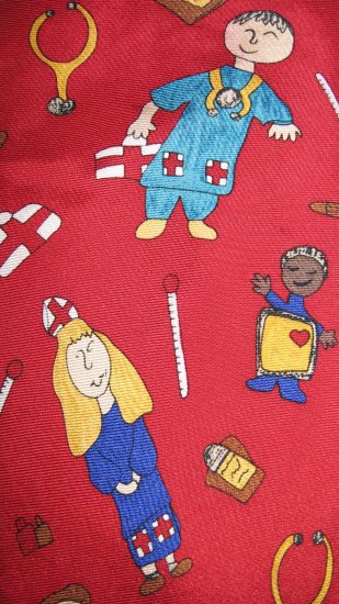 Save the Children red silk colorful novelty necktie