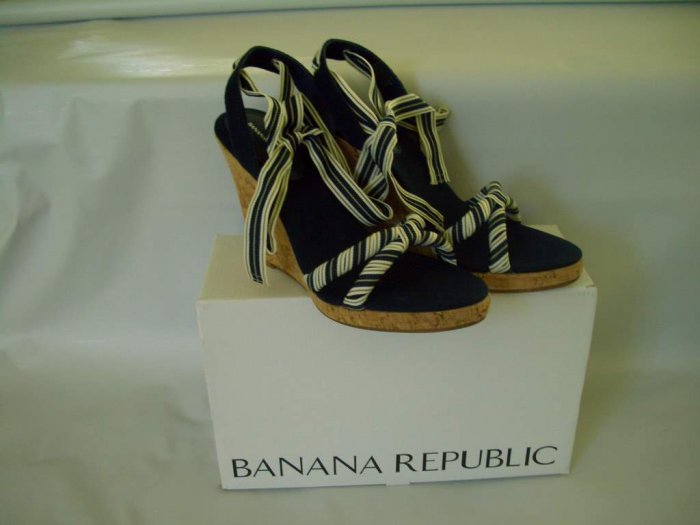BANANA REPUBLIC NAUTICAL CORK PLATFORM WEDGE SHOES