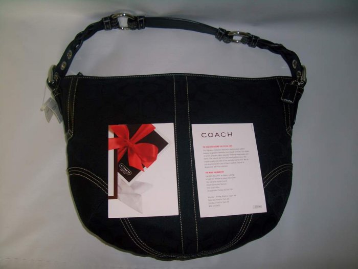 COACH SIGNATURE HOBO BLACK HANDBAG.