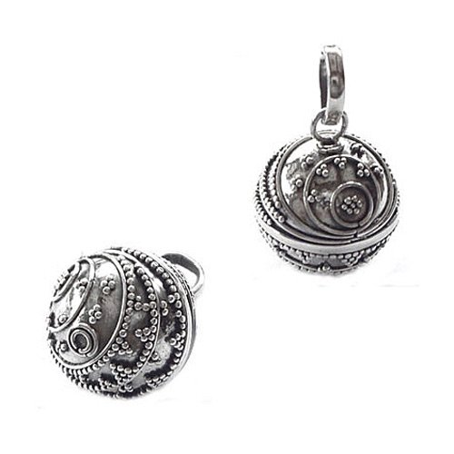14mm Bali Beehive Design 925 Sterling Silver Harmony Ball Pendant (PT 34043-S)