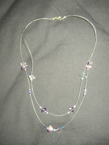 Double Strand Purple Chip Necklace