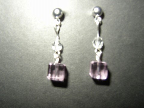 Short Pink Cube Earrings