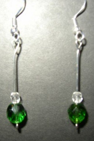 Green White Crystal Earrings