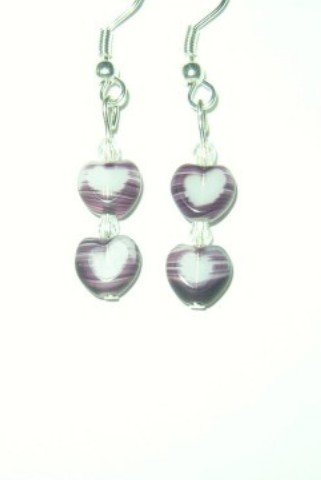 Two Purple Heart Earrings