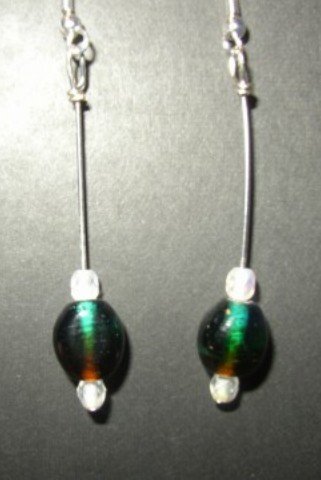 Two Tone Red Green Earring
