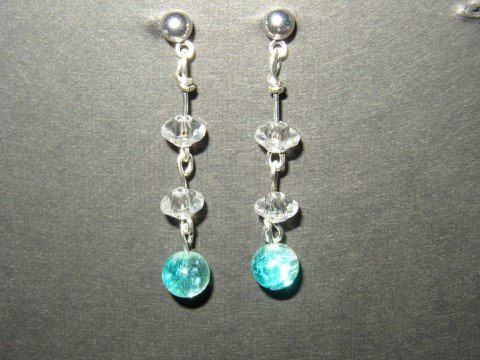 Blue Crystalized Glass Earring