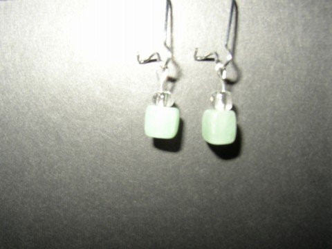 Short Green Cube Earrings