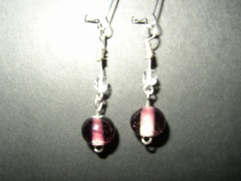 Two Tone Purple White Earring