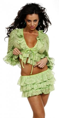 LIME SEQUINED RUFFLED SKIRT SET MED