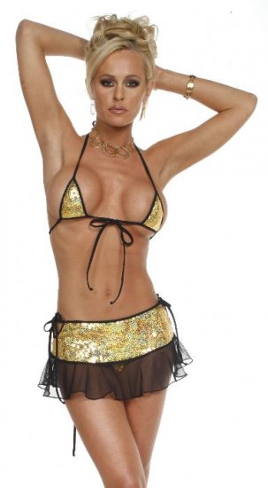 GOLD SEQUINED MICRO MINI SKRT SET SMALL
