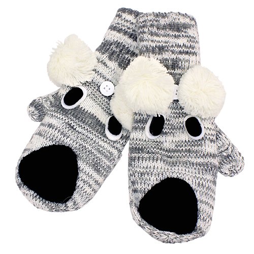 Knitted Fun 3D Animal Soft Mittens Gloves Gray Koala GL00007KO