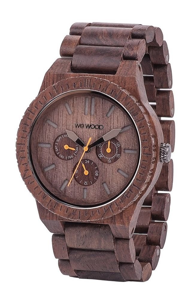 WeWOOD Kappa Chrono Chocolate/Orange Watch - Natural Wood Timepiece