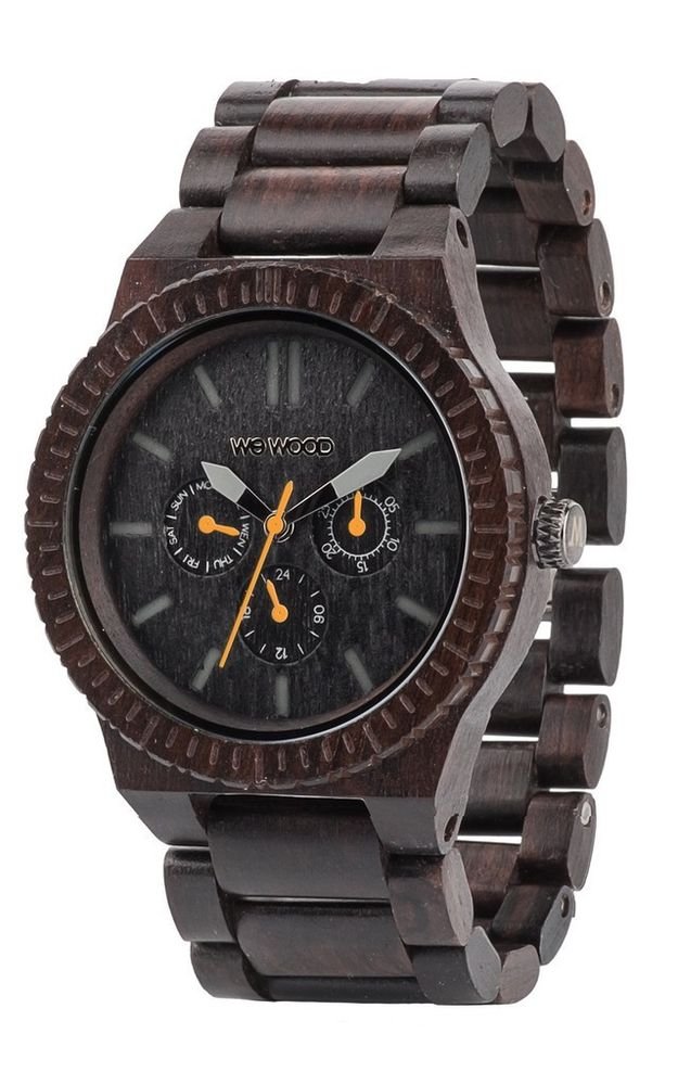 WeWOOD Kappa Chrono Black/Orange Watch - Natural Wood Timepiece