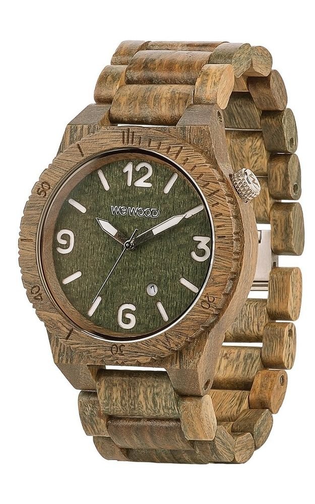 WeWOOD Alpha Army Green Watch - Natural Wood Timepiece