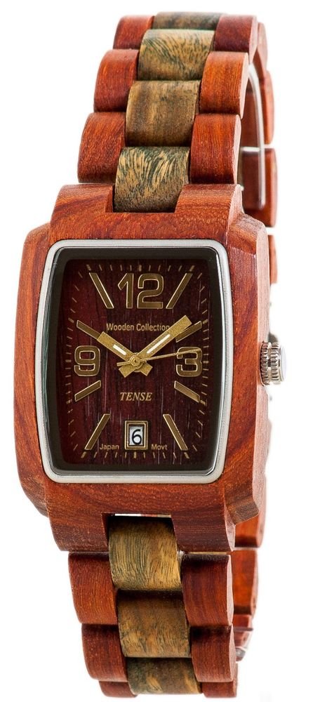 Tense Timber Sandalwood/Green Watch - Model J8102SG - Natural Wood Timepiece