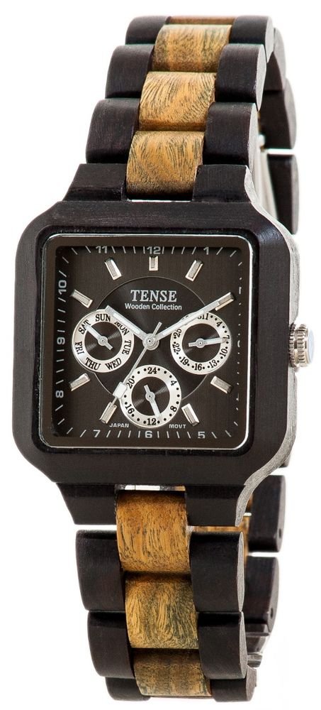 Tense Summit Dark/Green Sandalwood Watch - Model B7305DG- Natural Wood Timepiece