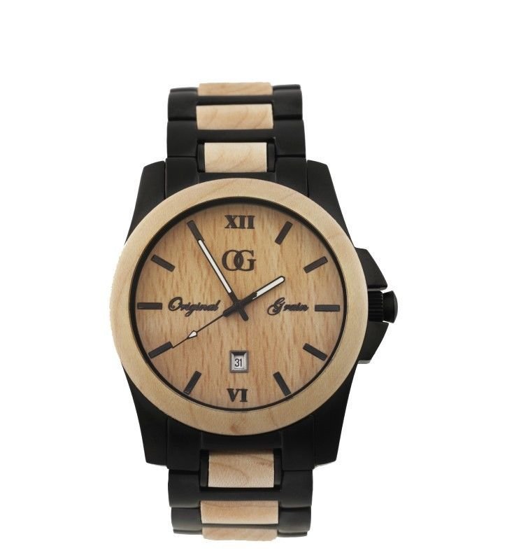 Original Grain Maple Wood Watch - Natural Wood & Stainless Steel Timepiece -