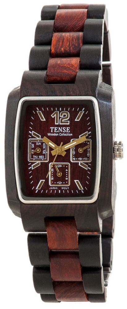 Tense Alpine Dark/Light Sandalwood Watch - Model J8302DS- Natural Wood Timepiece