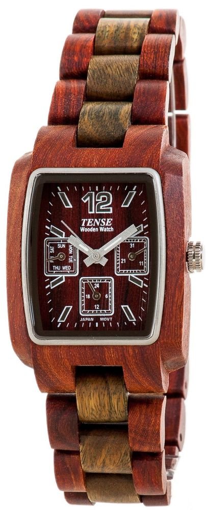 Tense Alpine Sandalwood/Green Watch - Model J8302SG - Natural Wood Timepiece