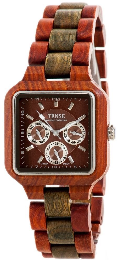 Tense Summit Sandalwood/Green Watch - Model B7305SG - Natural Wood Timepiece