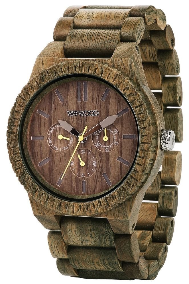 WeWOOD Kappa Chrono Army Green Watch - Natural Wood Timepiece