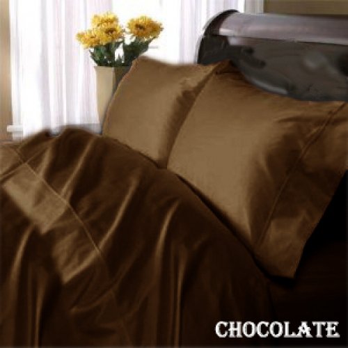 1200TC Egyptian Cotton Extra Deep Pockets 28" Choclate Set 4Pc Full Size