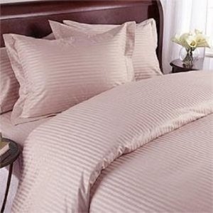 1200TC Egyptian Cotton Extra Deep Pockets 28" Pink Stripe Set 4Pc Full Size
