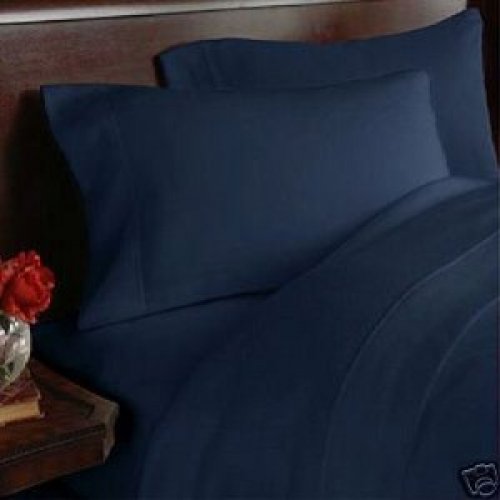 1200TC Egyptian Cotton Extra Deep Pockets 28" Navy Set 4Pc Olympic Queen Size