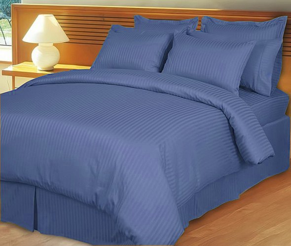 1200TC Egyptian Cotton Extra Deep Pockets 28" ROYAL Stripe Set 4Pc Olympic Queen Size