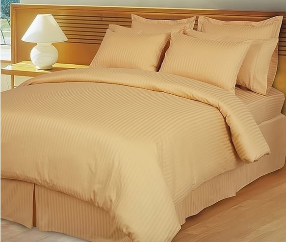1200TC Egyptian Cotton Extra Deep Pockets 28" Gold Stripe Sheet Set 4Pc TwinXL Size