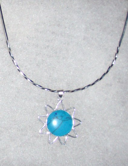 Silver .950 Peruvian Turquoise Sun Pendant