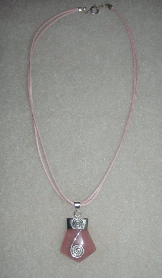 Silver .950 Pink Quartz Pendant
