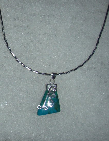 Silver .950 Crisocola Turquoise Pendant