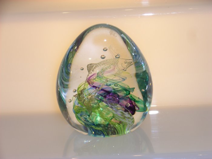 Scottish Borders Art Glass Fishing Trophy / Paperweight