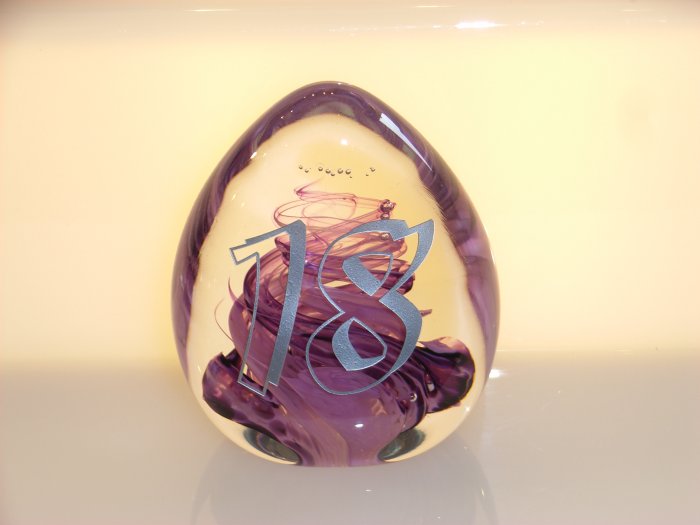 Scottish Borders Art Glass 18th Birthday Trophy / Paperweight