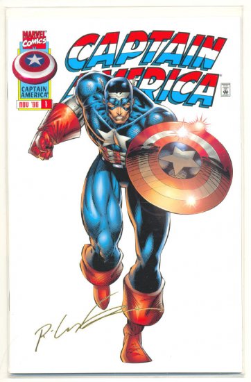 Captain America #1 Signed 22K Gold 1996 HTF !