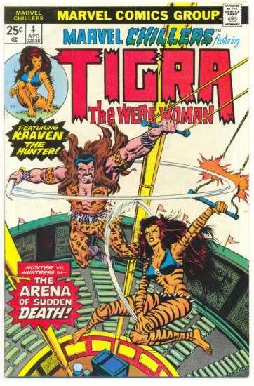 Marvel Chillers #4 Tigra VS Kraven Classic HTF Bronze !