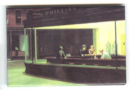 Edward Hopper fine art image on fridge magnet