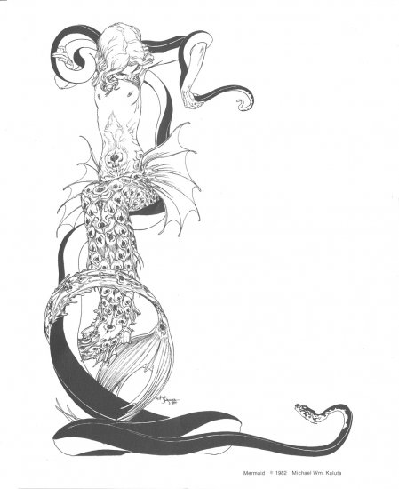 Beautiful Mike Kaluta Mermaid Print 1982 HTF !