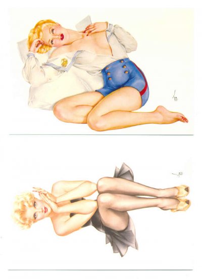 2 Antonio Vargas postcards Classic Good Girl Art !