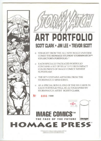 Stormwatch Art Portfolio Jim Lee Scott Clark Ltd Edition !