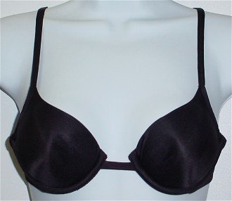 32B ~ Hanes Her Way Body Creations Plunge Front Padded Underwire Black Bra #L170 32 B