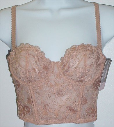 34A ~ Gilligan & O'Malley Luxe Unpadded Beige Corset Bustier Bra #134973 34 A