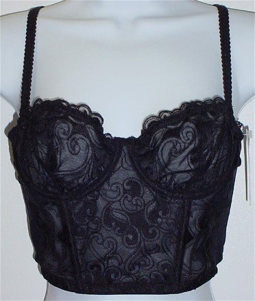 34A ~ Gilligan& O'Malley Luxe Unpadded Ebony Black Corset Bustier Bra #134973 34 A