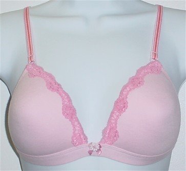 34B ~ Fruit of the Loom FTL Padded Lace Cotton Pink Bra #95016 34 B