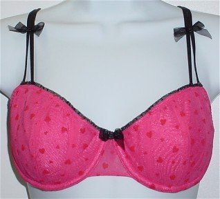 34C ~ Victoria's Secret Padded Demi Underwire Hot Pink/Black Bra 34 C