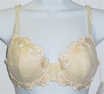 36A ~ Donna L'oren Loren Padded Underwire Embroidered Yellow Bra #040 36 A